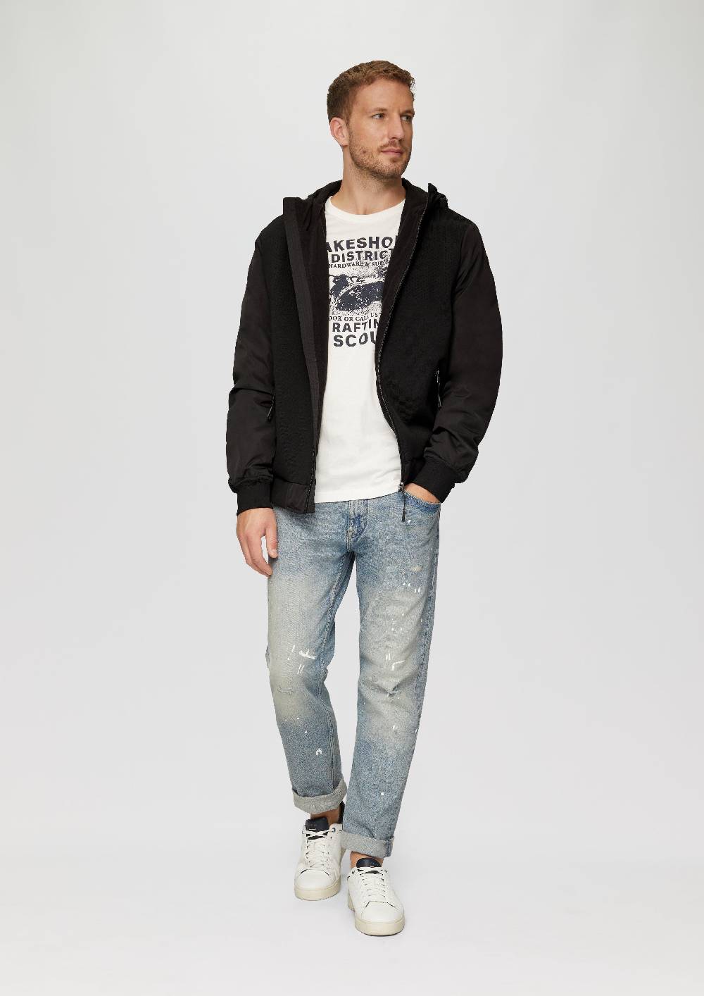 s.Oliver Jacke mit innovativem Materialmix und Kapuze Im Verkauf