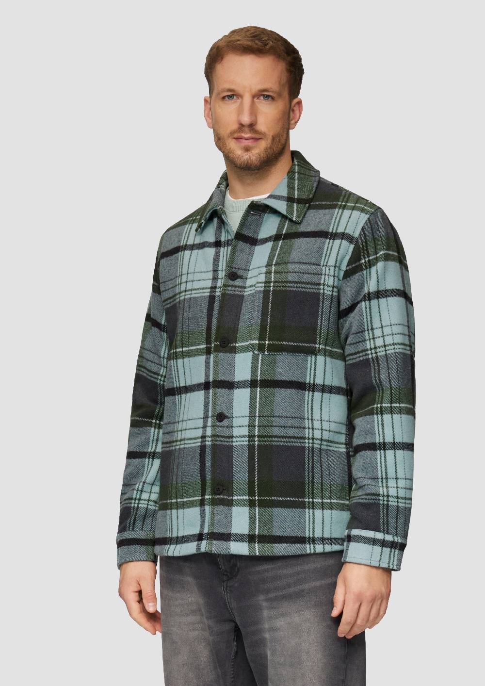 s.Oliver Kariertes Overshirt mit Brusttasche und Innenfutter Fabrik Onlineshop