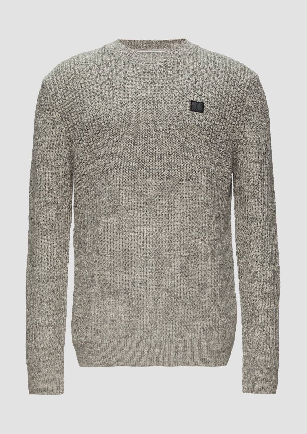 s.Oliver Melierter Pullover mit Patentmuster und Crew Neck Sonderangebot