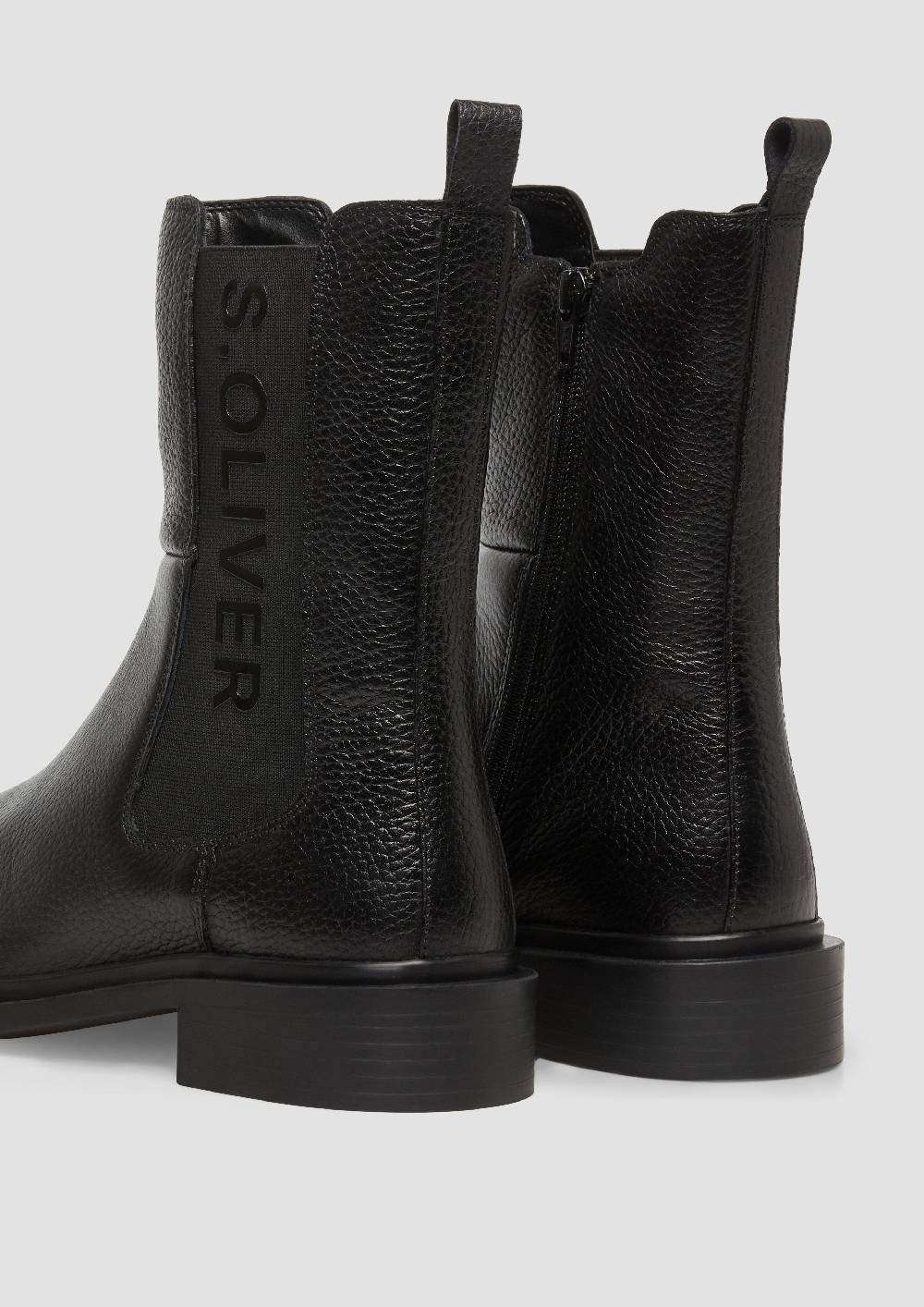 s.Oliver Stiefel aus Rindsleder mit Logo-Detail Sonderangebot der Fabrik