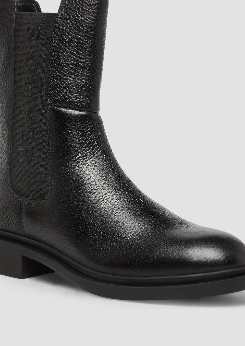 s.Oliver Stiefel aus Rindsleder mit Logo-Detail Sonderangebot der Fabrik