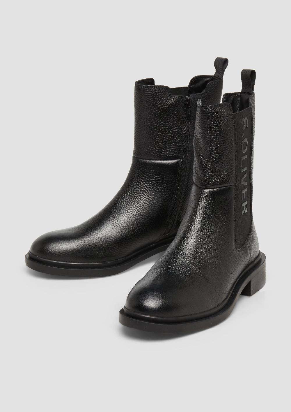 s.Oliver Stiefel aus Rindsleder mit Logo-Detail Sonderangebot der Fabrik