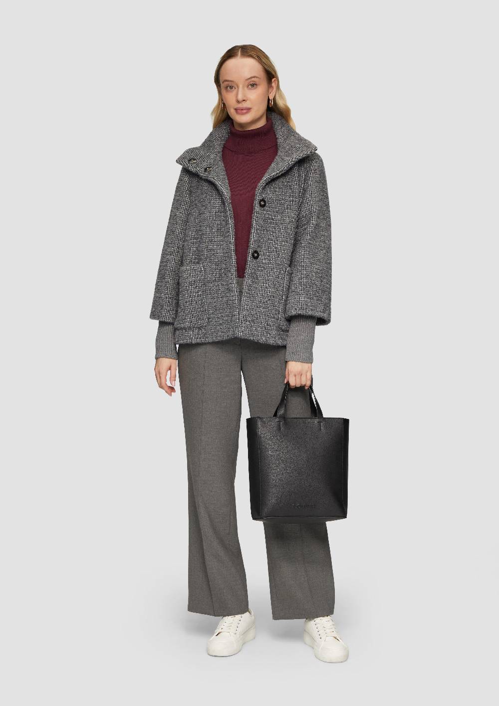 s.Oliver Flauschige Jacke mit Strickbündchen am Ärmel Heißer Verkauf