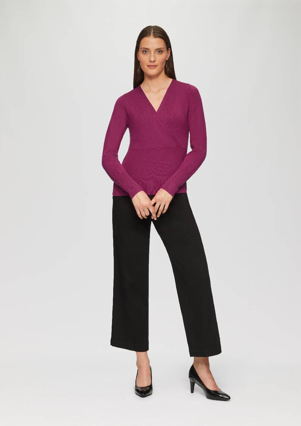 s.Oliver Feinstrickpullover in Wickel-Optik Große Rabatte