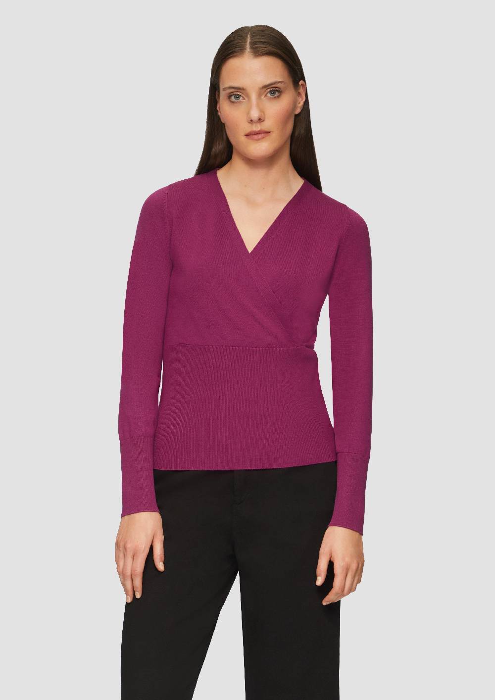 s.Oliver Feinstrickpullover in Wickel-Optik Große Rabatte