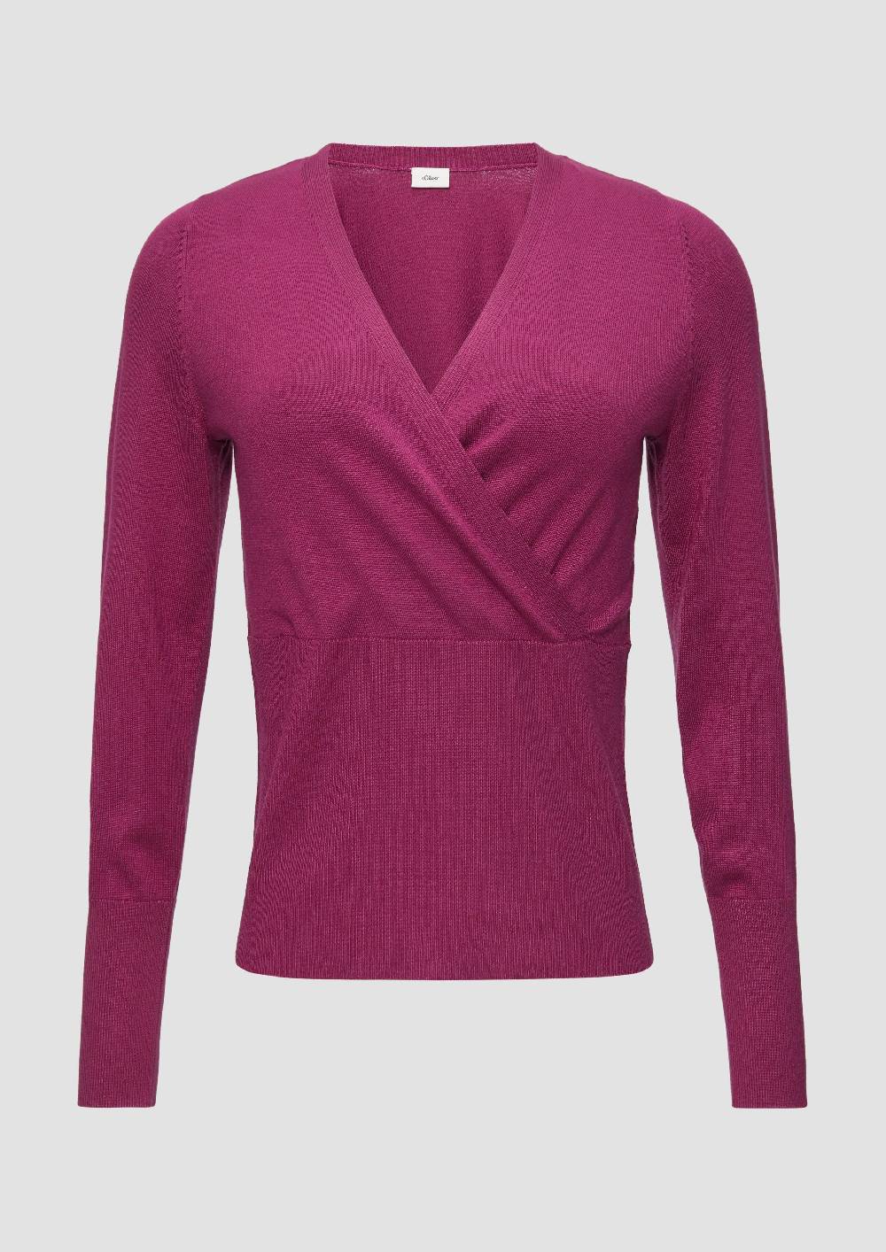 s.Oliver Feinstrickpullover in Wickel-Optik Große Rabatte