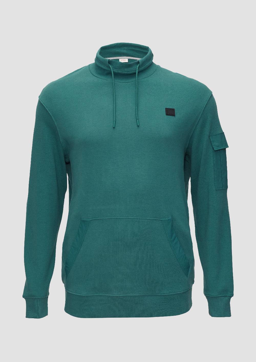 s.Oliver Sweatshirt mit Kängurutasche und Stehkragen Clearance-Verkauf