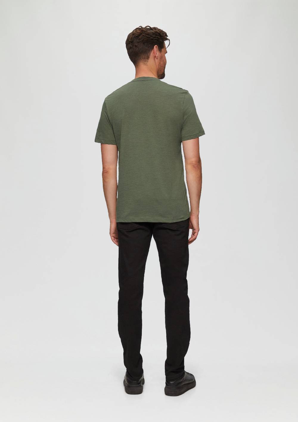 s.Oliver Baumwollshirt mit V-Ausschnitt und Flammgarnstruktur Discount Store für neue Produkte