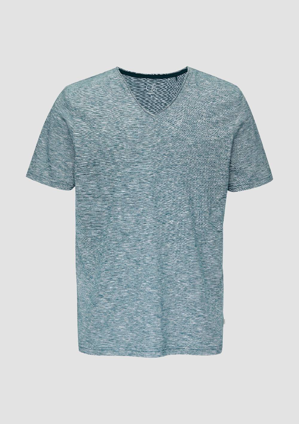 s.Oliver Meliertes T-Shirt mit V-Ausschnitt und Logo-Detail Nur noch ein Tag übrig