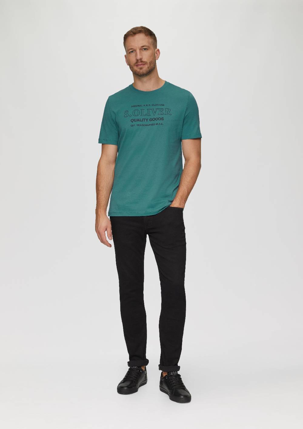 s.Oliver T-Shirt mit Logo-Motiven aus reiner Baumwolle 50% Rabatt für begrenzte Zeit
