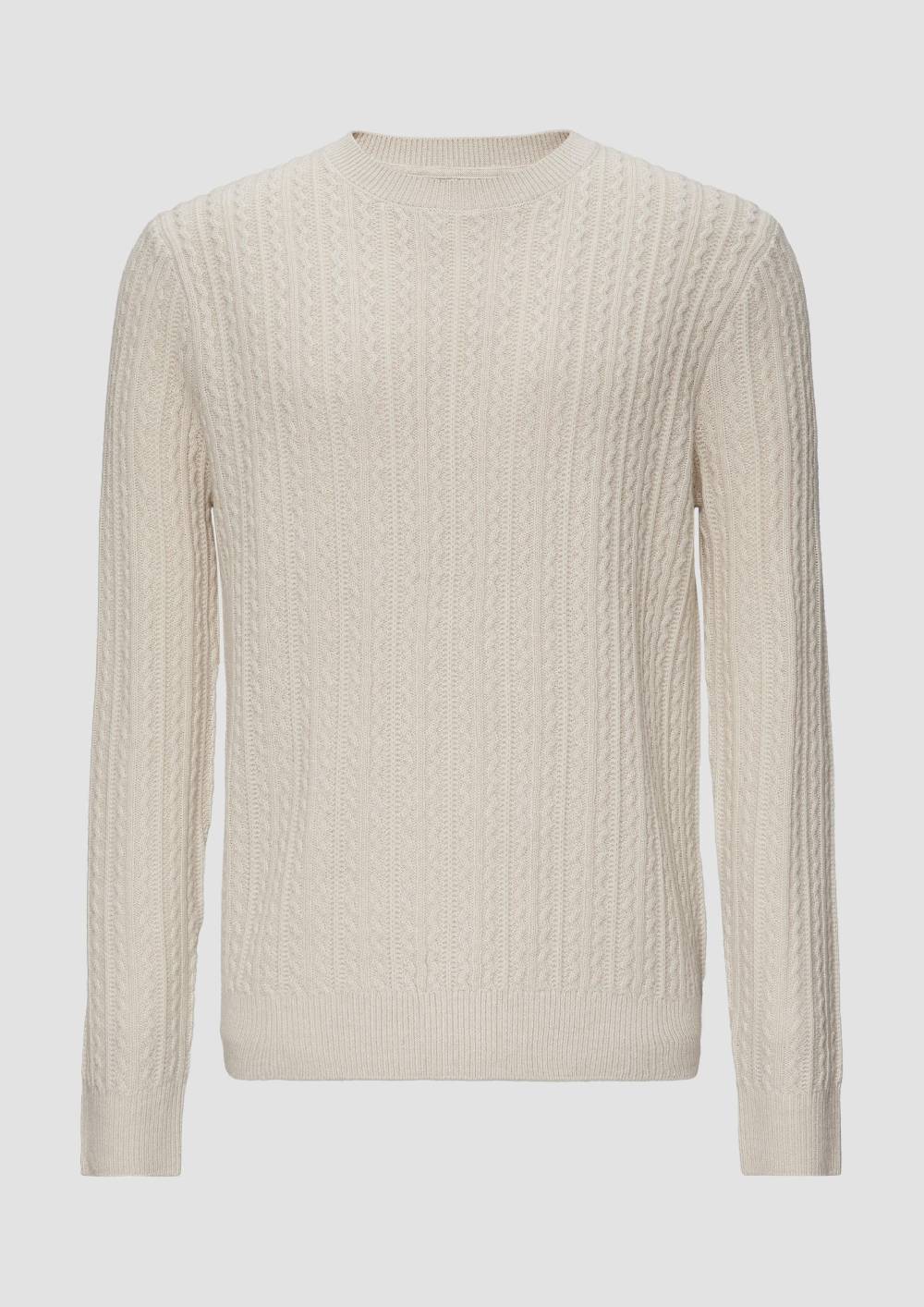 s.Oliver Strickpullover aus Wollmix mit Zopfmuster Schlussverkauf