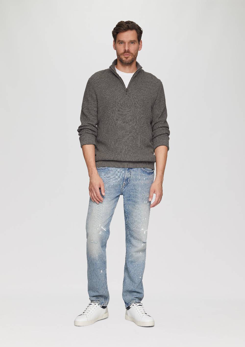 s.Oliver Strickpullover mit Troyerkragen aus Strukturstrick Limitierter Zeitrabatt