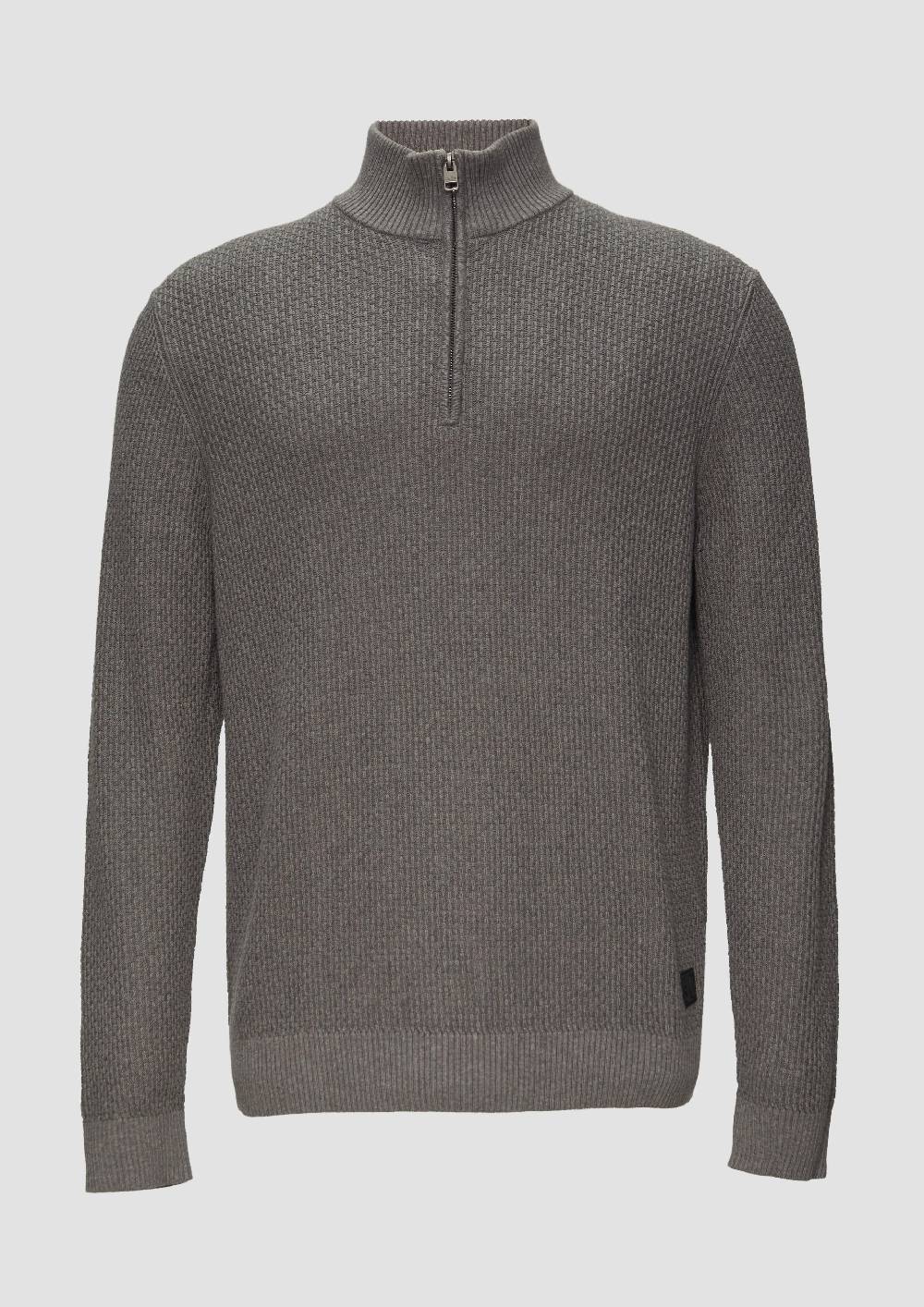 s.Oliver Strickpullover mit Troyerkragen aus Strukturstrick Limitierter Zeitrabatt