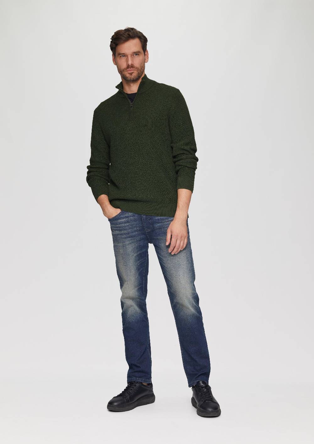 s.Oliver Strickpullover mit Troyerkragen aus Strukturstrick Fabrik Onlineshop