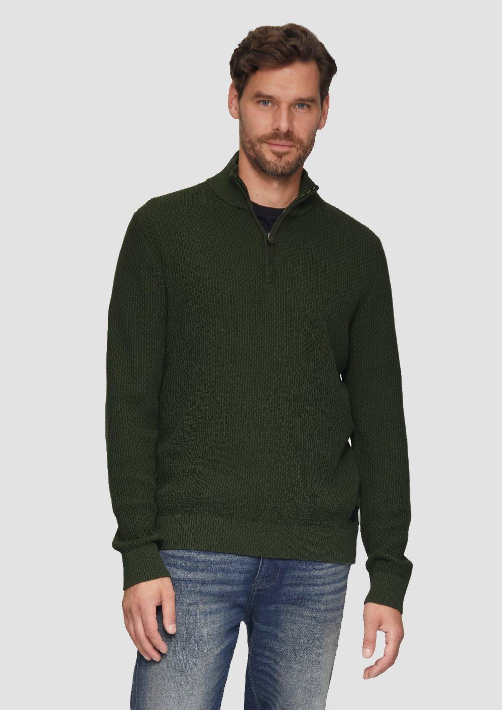 s.Oliver Strickpullover mit Troyerkragen aus Strukturstrick Fabrik Onlineshop