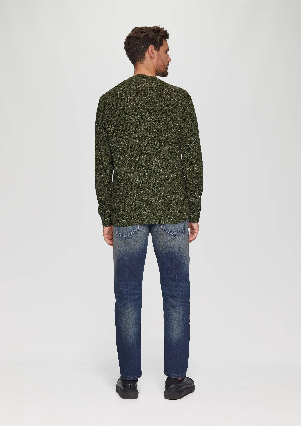 s.Oliver Melierter Pullover mit Patentmuster und Crew Neck Fabrikpreis