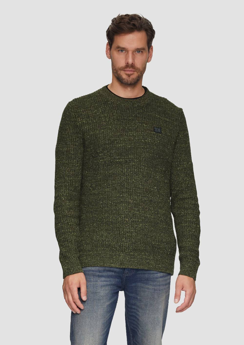 s.Oliver Melierter Pullover mit Patentmuster und Crew Neck Fabrikpreis