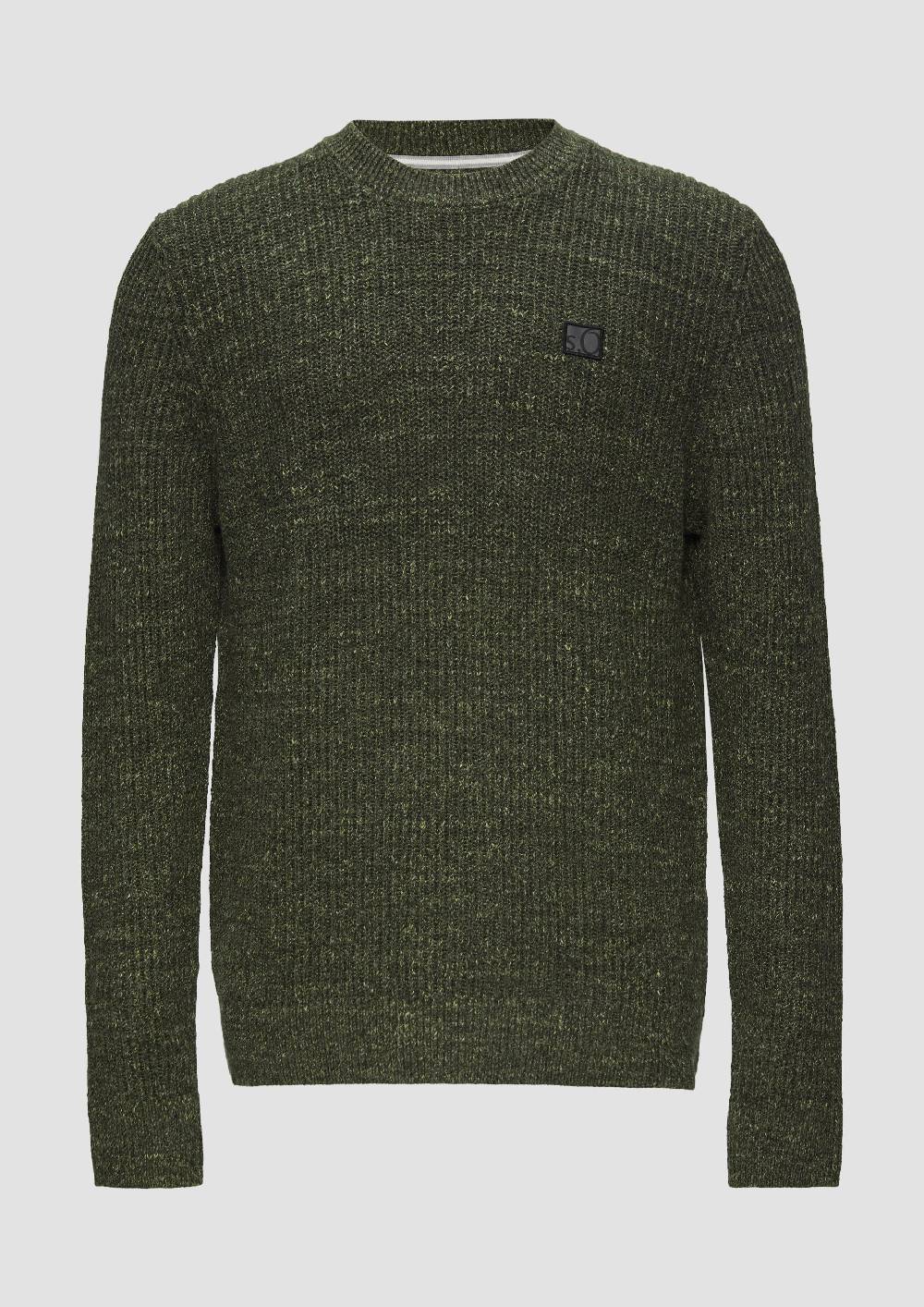 s.Oliver Melierter Pullover mit Patentmuster und Crew Neck Fabrikpreis