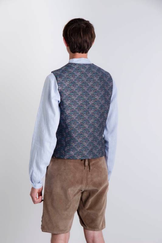 Rockmacherin Karl Herrenweste blau, gemustert Günstig kaufen