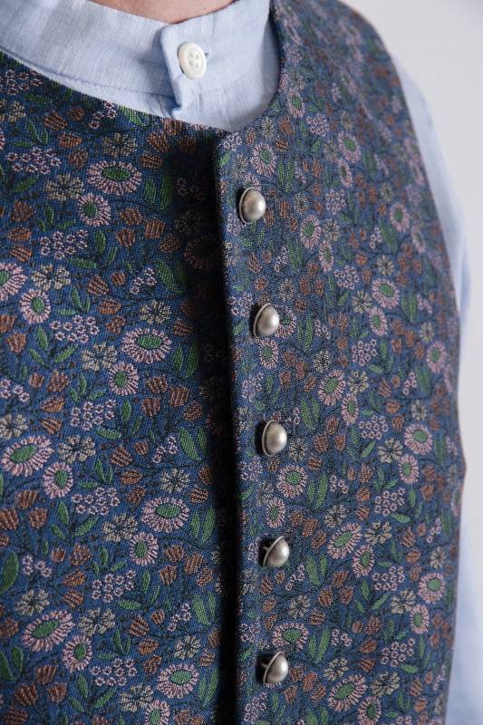 Rockmacherin Karl Herrenweste blau, gemustert Günstig kaufen