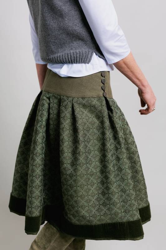Rockmacherin Kronze Trachtenrock mit Blätterrauten auf Baumwolljacquard Outlet