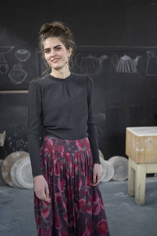 Rockmacherin Lucia Romantische Damenbluse aus Viskose-Crêpe Online Shopping