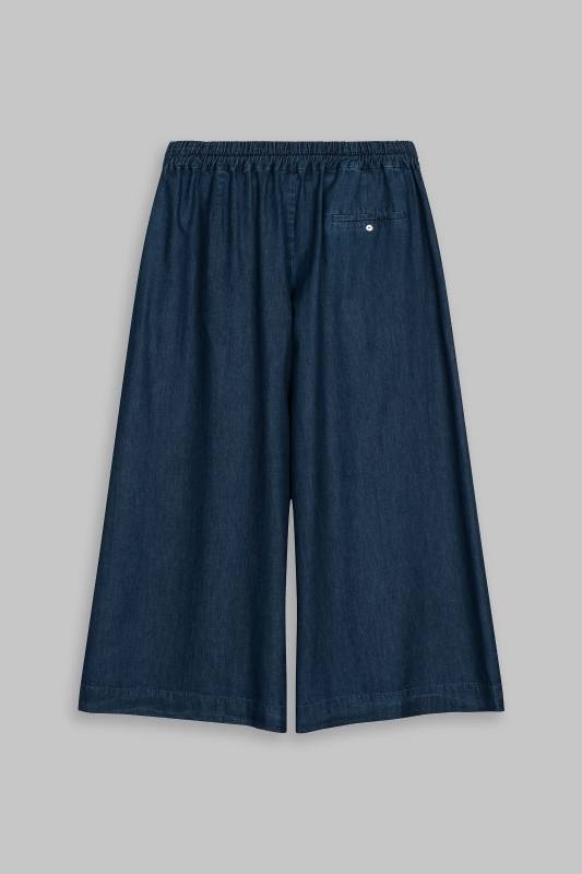 Rockmacherin Sempt Hosenrock aus weichem Denim mit Biesen und Gummizug Neueste Mode