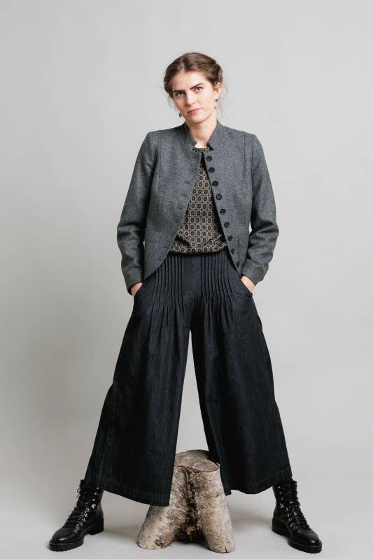 Rockmacherin Sempt Hosenrock aus weichem Denim mit Biesen und Gummizug Online Outlet