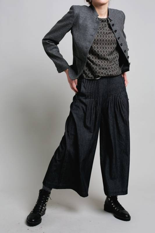 Rockmacherin Sempt Hosenrock aus weichem Denim mit Biesen und Gummizug Online Outlet