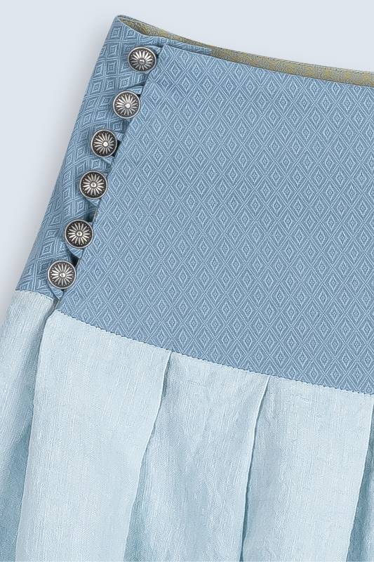 Rockmacherin Bodweda Damen-Trachtenrock mit Passe mit hellblauem irischen Leinen Tiefpreis