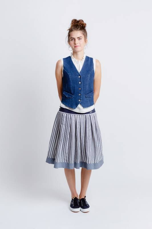 Rockmacherin Resal Damenweste aus Denim im klassischen Stil Kostenlose Rückgabe