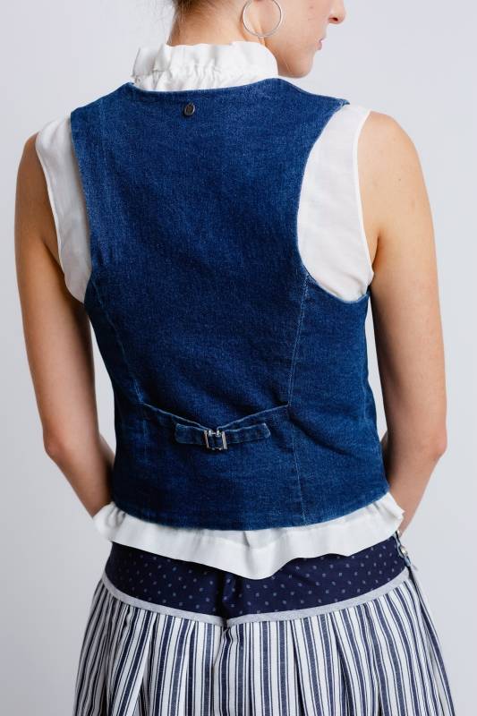 Rockmacherin Resal Damenweste aus Denim im klassischen Stil Kostenlose Rückgabe
