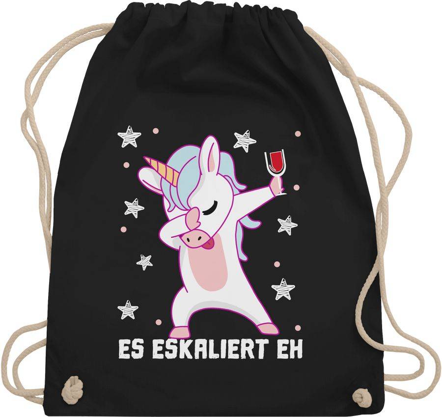 Shirtracer Es eskaliert eh Einhorn mit Weinglas weiß Shirts & Mehr Shirtracer zollfrei