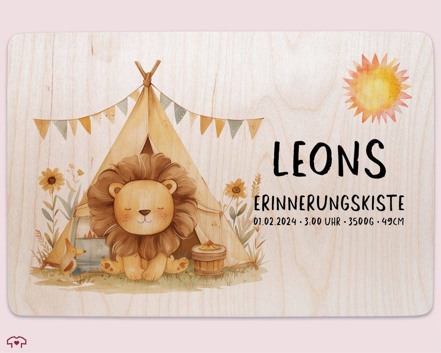 Shirtracer Personalisierte Baby Geschenke Erinnerungskiste Löwe Name Datum Erinnerungsb Shirtracer Neueste Stile