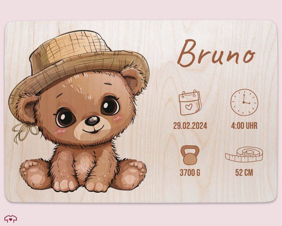 Shirtracer Erinnerungskiste Geburt mit Bär und Name Geschenk Geburt Personalisiert Personalisierte Babybox Shirtracer 2025